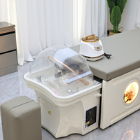 Unité de lavage de cheveux professionnelle avec bac de lavage, table de massage et station de spa pour salon de beauté et mobilier de salon de coiffure