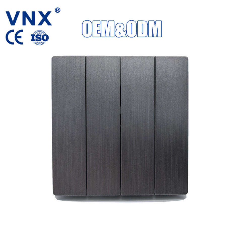 VNX High Quality BS Standard PC Material 4 Gang Light Control on off Switch Push Button Wall Switch