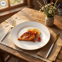 Assiette en porcelaine blanche élégante à bord doré, moderne, personnalisée, de luxe chinois, écologique, pour restaurant