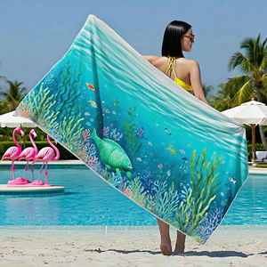منشفة شاطئ مطبوعة رائجة من غاهومي مع حقيبة، منشفة شاطئ من الألياف الدقيقة بالجملة من الصين مع طباعة مخصصة - Product Image 1
