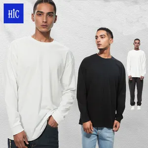 Camiseta HIC de algodão puro unissex para homens, camiseta grande, branca com gola redonda e gola redonda, 240 gramas