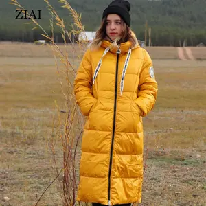 फैशन लंबी सर्दियों parka पीले लंबी puffer जैकेट चमकदार देवियों hooded मोटी आकस्मिक सर्दियों कोट सर्दियों ओवरकोट महिला