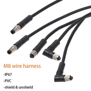Sensor M8 3 Pin Right Angle Straight Male Female Waterproof IP67 Cable Connector PVC Jacket 60V 1m Length Electronic - Product Image 1