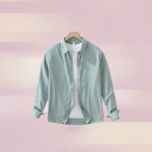 Chemise en lin/coton respirante et écologique pour homme, coupe décontractée, à manches longues, style surchemise, vente en gros - Product Image 2