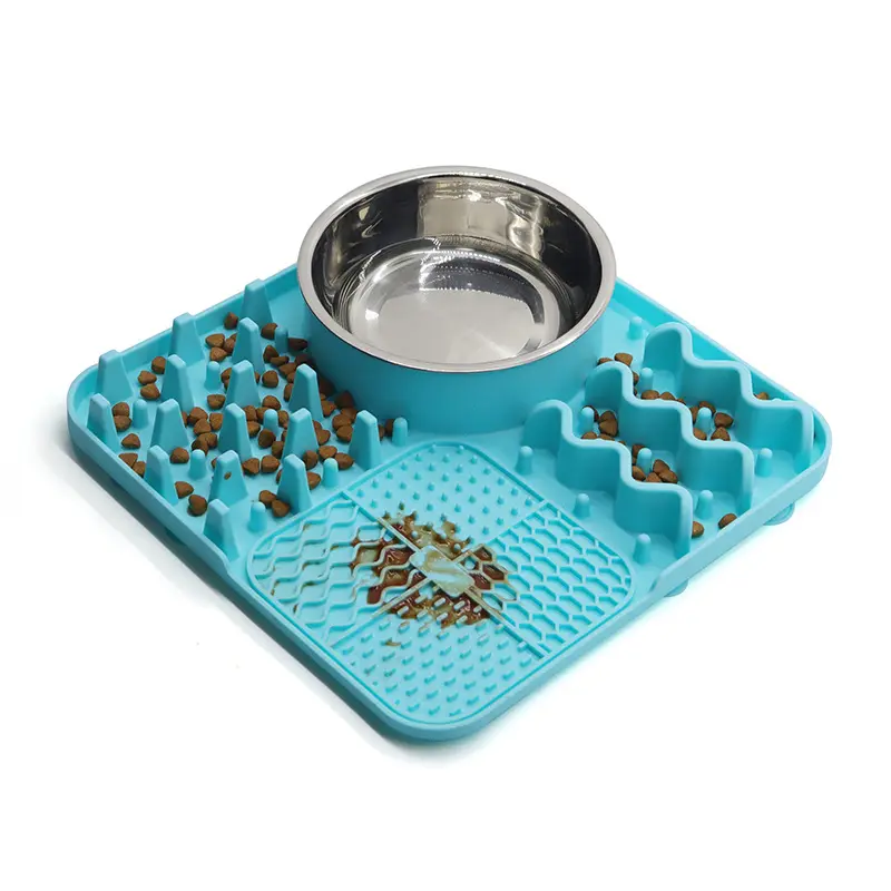All-in-One Non-Slip thực phẩm nước chậm Pet Feeder Dog Bát Pet liếm Mat thực phẩm lớp Silicone thức ăn cho chó bát