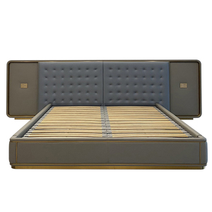 <span class=keywords><strong>Letto</strong></span> Semplice Turco in Pelle con Struttura in Legno, Misura King Size, <span class=keywords><strong>Singolo</strong></span>, Grigio, <span class=keywords><strong>Letto</strong></span> a Piattaforma <span class=keywords><strong>per</strong></span> Una Persona - Product Image 1