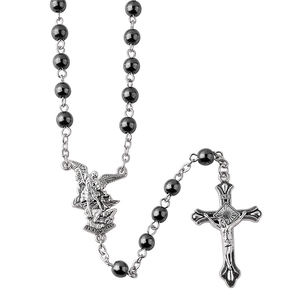 Cuentas <span class=keywords><strong>de</strong></span> hematita <span class=keywords><strong>de</strong></span> 6mm <span class=keywords><strong>para</strong></span> hombres, collar <span class=keywords><strong>de</strong></span> <span class=keywords><strong>cadena</strong></span> con colgante <span class=keywords><strong>de</strong></span> San Valentín con colgante <span class=keywords><strong>de</strong></span> cruz <span class=keywords><strong>de</strong></span> <span class=keywords><strong>plata</strong></span>, regalo religioso, joyería <span class=keywords><strong>de</strong></span> moda - Product Image 1