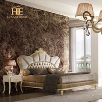 Tête de lit haute de style européen Meilleur lit en bois classique King Size Meubles de chambre à coucher rembourrés Queen Size