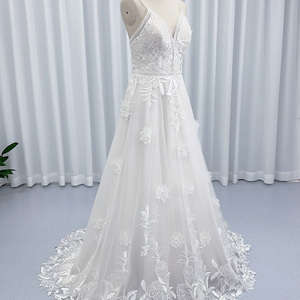 Jancember HX02 Boho Col en V Appliqued Flower Robes de mariée de mariage formelles - Product Image 3