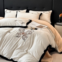 Parure de lit réversible en velours de lait épaissi de luxe, quatre pièces, motif dessin animé, style américain moderne, couette chaude automne-hiver pour la maison
