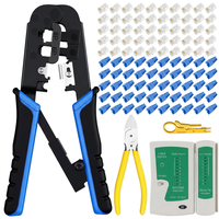 Kit d'outils de sertissage RJ45 8P8C 6P6C avec testeur de câble, coupe-câble, dénudeur, fiches RJ45 Cat5e Cat6 et capuchons RJ45