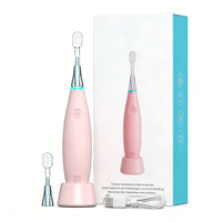 Brosse à dents électrique en silicone pour enfants, 2 têtes, poils souples, chargeur sans fil, étanche IPX7, 2 modes, brosse à dents pour enfants