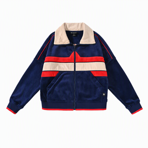 Embroidered <b>Men's</b> Corduroy <b>Jacket</b> with Color-Block Stripes for Casual Wear - Product Image 1