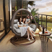 Fauteuil suspendu en rotin pour l'extérieur et l'intérieur, avec coussin, capacité double, mobilier de jardin