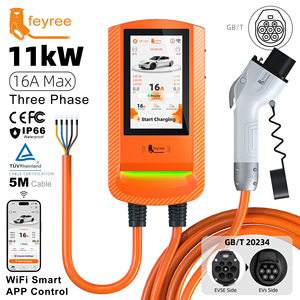 Cargador de Vehículos Eléctricos Trifásico Feyree de 11kW, GB/T, Control Inteligente por WiFi y Aplicación, Cable de 5M, IP66 Impermeable, Montaje en Pared, con RFID, Estación Exclusiva - Product Image 1