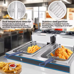 Friteuse électrique de cuisine commerciale en acier inoxydable Double réservoir avec deux paniers pour la friture de beignets de <span class=keywords><strong>poisson</strong></span>, etc. - Product Image 5
