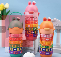 Botol Minum Anak Digital Puzzle Anti Bocor untuk Anak Laki-laki dan Perempuan, Botol Minum Anti Pecah