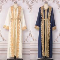 Nouvelle Robe de Soirée Longue en Chiffon Rayé 2026 pour Femme, Taille Naturelle, Manches Longues, Style Kaftan de Bal Musulman