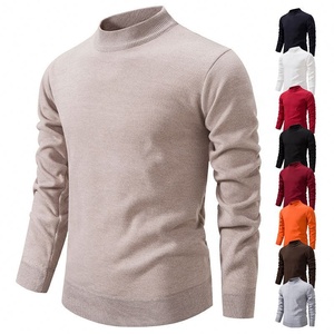 Suéter Holgado de Punto de Cuello Redondo de Color Sólido para <span class=keywords><strong>Hombre</strong></span>, Camiseta Base de Otoño e Invierno, Forrado de Felpa, Engrosado - Product Image 1