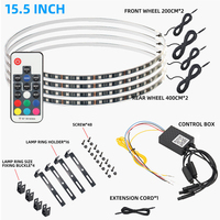 Éclairage LED RGB multicolore à quatre rangées pour jantes de voiture, contrôle par application, éclairage d'ambiance sous châssis, lumière clignotante pour pneus, pour pick-up et tout-terrain