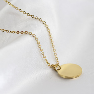 Simple Round 18K Gold Pendant <b>Necklace</b> For Daily Wear Gift Jewelry - Product Image 2