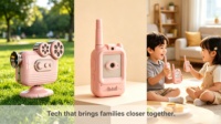 Ensemble de jouets talkie-walkie pour enfants personnalisé en forme de projecteur rétro vintage avec fonction interphone, imprimé UV, coffret cadeau