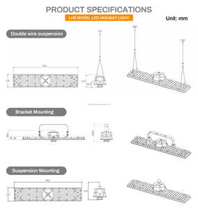 Lampada Industriale Tri-proof 250W 220V-240V 185Lm/W, Luce LED Lineare Sospesa con Sensore Integrato - Product Image 5
