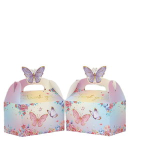 Luxury Recyclable Custom <strong>Paper</strong> Bag Butterfly Pattern White Offset Printed Hand Length Handle Food Gift Packing <strong>Cake</strong> <strong>Box</strong> - Product Image 1