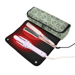 Bolsa Organizadora 2 en 1 para Plancha y Rizador de Pelo, Portátil, de Nailon, con Diseño Hawaiano Kalo, para Herramientas de Peluquería y Cosméticos, con Tapete Resistente al Calor - Product Image 2