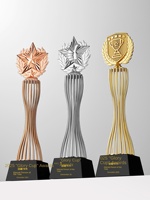 Trophée en cristal métallique créatif, médaille de champion de compétition personnalisée, récompense de reconnaissance, personnel exceptionnel, sculpture cylindrique dorée
