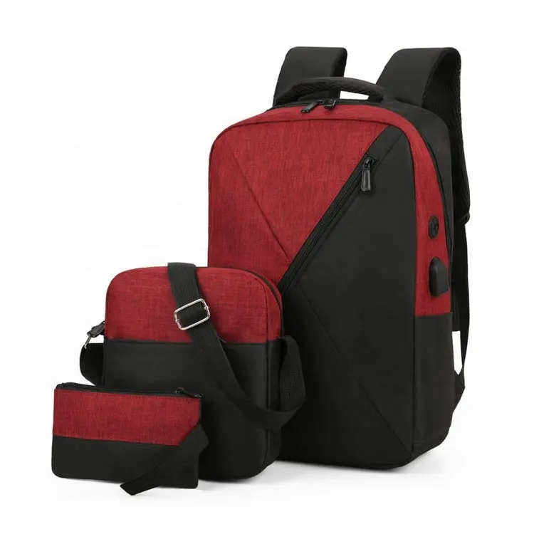 2022 new style 3 in 1 laptop backpack with USB charging port travel business college shoulder bag for men school bag