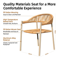 Ensemble table et chaises d'extérieur pour cour, résistant à l'eau et au soleil, idéal pour les cafés et salons de thé commerciaux, en rotin tressé