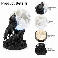 Lampe de nuit LED personnalisée en résine, figurine de loup, lampe lunaire créative en résine, décoration d'Halloween, cadeaux originaux, non en stock
