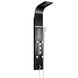 Columnas <span class=keywords><strong>de</strong></span> <span class=keywords><strong>ducha</strong></span> <span class=keywords><strong>de</strong></span> pared <span class=keywords><strong>de</strong></span> latón y acero inoxidable con cascada LED, panel <span class=keywords><strong>de</strong></span> masaje, grifo <span class=keywords><strong>monomando</strong></span> y chorros cerámicos/lluvia - Product Image 3