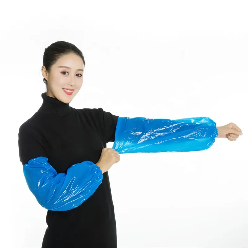 Mavi tek kullanımlık Oversleeve Pe Cpe plastik kenarlı kapak kol kapağı