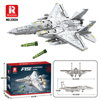 Reobrix 33034 Modèle de blocs de construction de chasseur F-15E à l'échelle 1:8 en plastique, 40 pièces, jouet éducatif, cadeau de festival