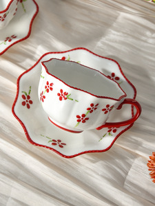 Floral Ceramic Coffee Cup And Saucer Set Luxury Elegant Afternoon Tea Cup High-end Gift For Women - Product Image 5