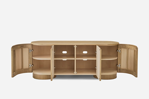 מזנון מודרני יוקרתי מעץ מלא עם פינות מעוגלות, מינימליסטי לבית, לפינת אוכל ולסלון, בעל מבנה מתכת עמיד. - Product Image 2