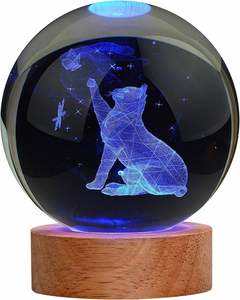 6cm Wooden Base 3D LED Plug-In Night Light Dolphin Snow Man Crystal Ball with Colorful Lights for Bedroom - Product Image 4