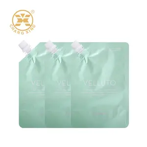 Custom Logo Printed Eco Friendly 250g Resealable Laminated Shampoo Sachets Packaging Cosmetic Plastic Bags With Spout