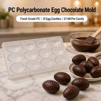 Moule à chocolat en polycarbonate de qualité alimentaire, texture nid d'abeille, moule à chocolat en forme d'œuf, moule de tempérage professionnel