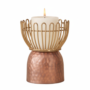 Soporte de pilar de vela de hierro de la mejor calidad con acabado de cobre/oro precio al por mayor - Product Image 1