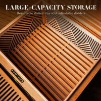 Humidor à cigares en bois de cèdre grande capacité, finition laquée piano, incrustations en bois de rose et érable, anti-humidité, avec hygromètre et humidificateur, boîte portable