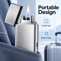 Briquet électrique portable en métal pour fumer, sans flamme, coupe-vent, rechargeable par USB, avec design OEM