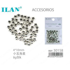 Ilan Borchie a Stella in Metallo 4x10mm Oro Bianco per Accessori Artigianali - Product Image 1