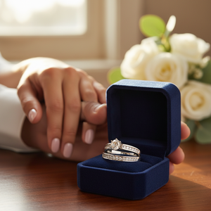 New Arrival 1.00TCW Real Diamond Wedding Trio <b>Ring</b> <b>Set</b> in White <b>Gold</b> - Product Image 3