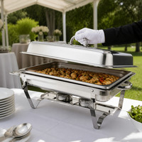 Chariot de buffet pliable en acier inoxydable argenté épaissi, à chauffage à l'alcool et isolation thermique, pour hôtels, vente directe transfrontalière