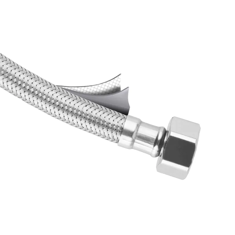 Manguera trenzada flexible de 1/2 pulgadas, tubo de acero inoxidable 304, con cable extendido, manguera de metal flexible
