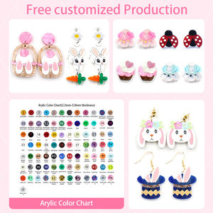 Kustom topi Santa pohon kepala tikus Turki Glitter akrilik personalisasi Natal kancing anting baja nirkarat perhiasan grosir - Product Image 6