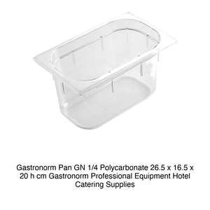 Recipiente para alimentos de policarbonato GN 1/4, 26.5 × 16.5 × 20 h cm, sin tapa, -100/+100 ° C - Product Image 2